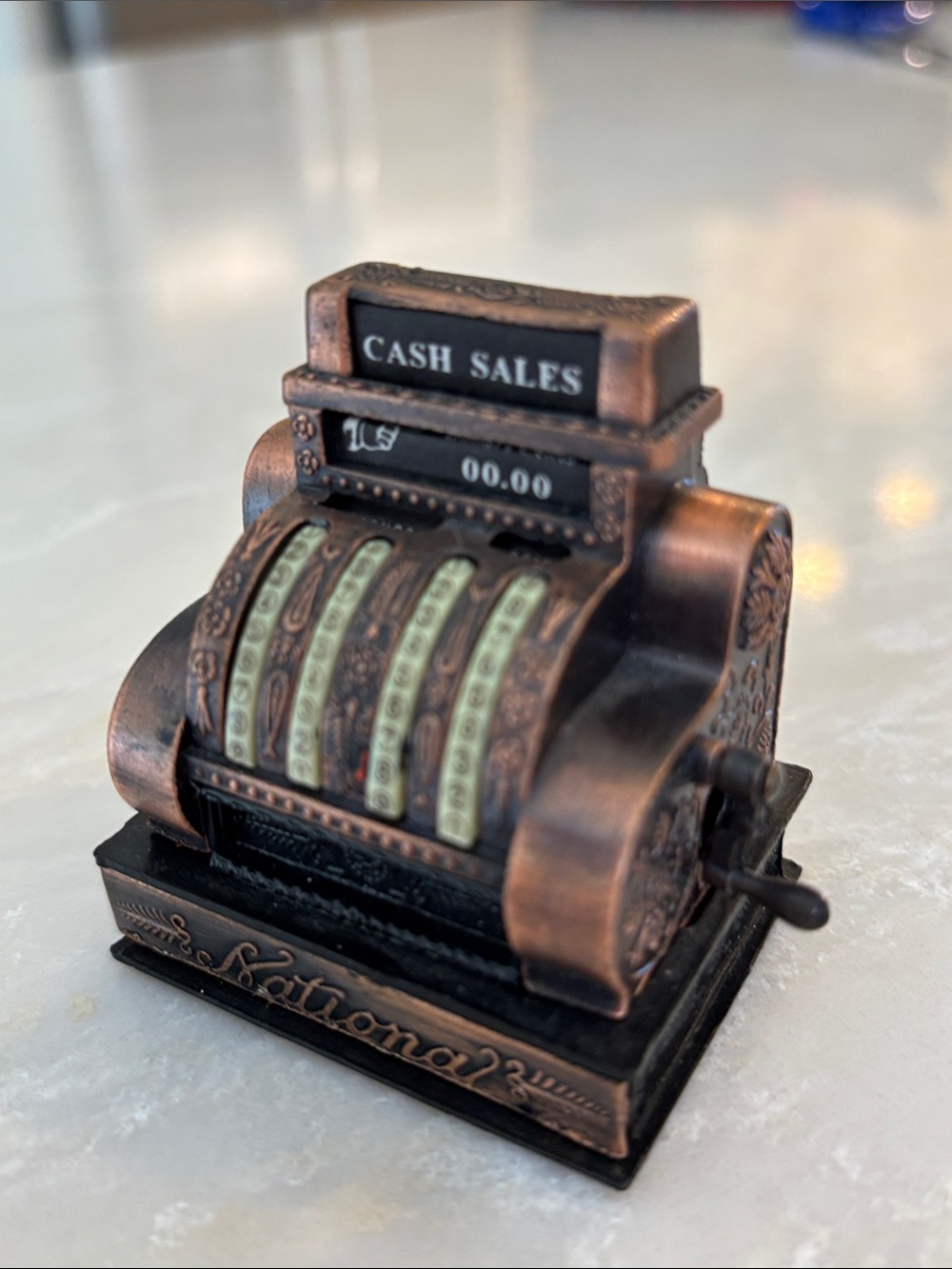 Antique-Style Copper Finish Decorative Cash Register Figurine pencil sharpener
